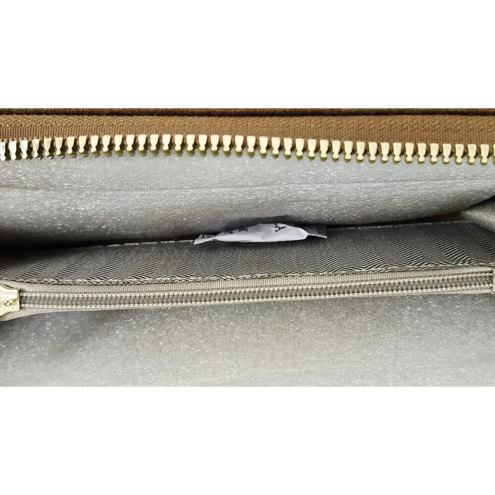 Badgley Mischka Tan Brown Suede Zip Around Wristlet Continental Wallet NWT